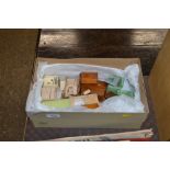 A box of various dolls house furniture