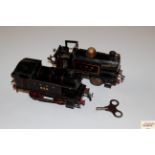 Two vintage Hornby "0" gauge clockwork engines, on