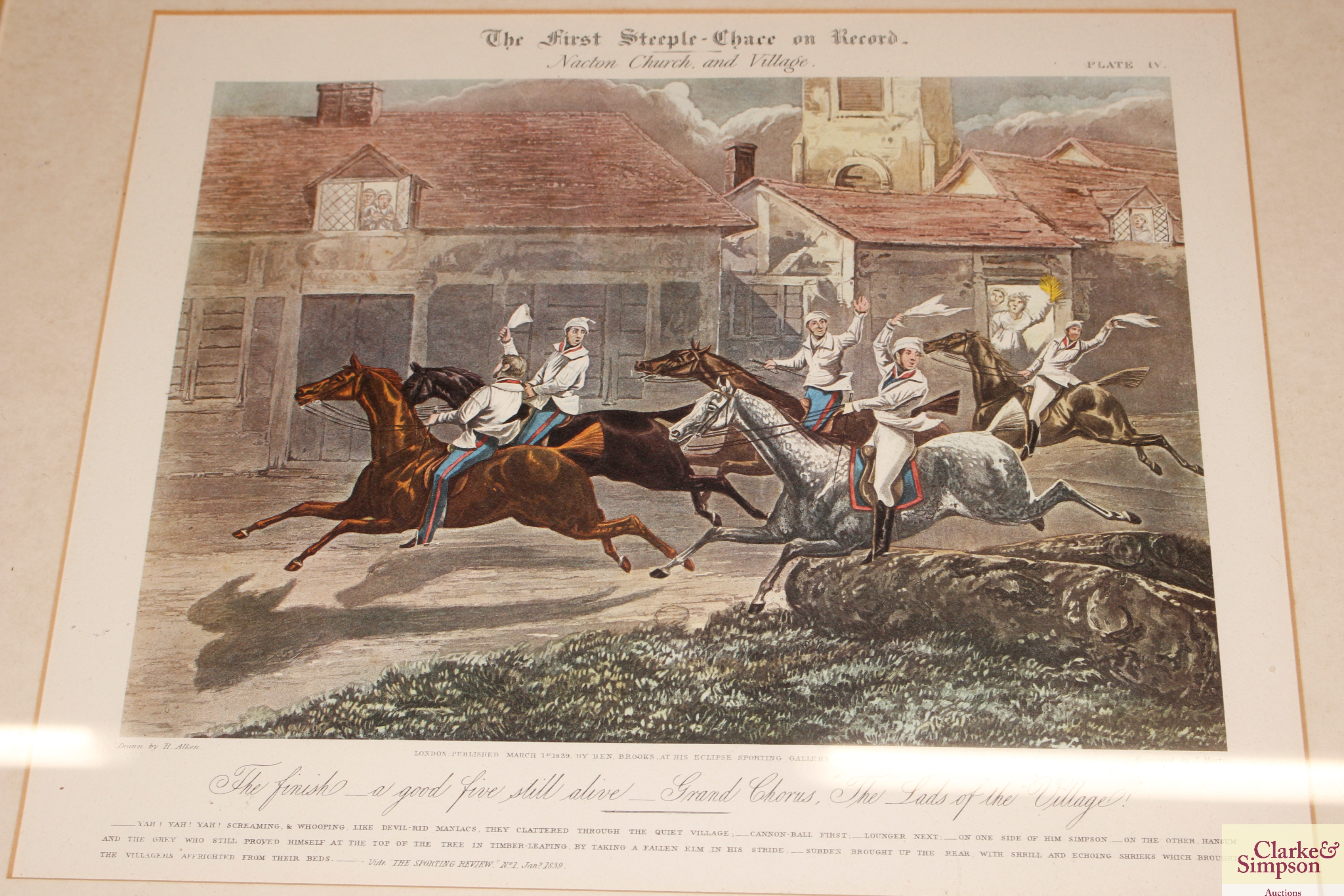 After Henry Alken, the First Steeplechase on Record, a set of four coloured engravings - Image 2 of 5