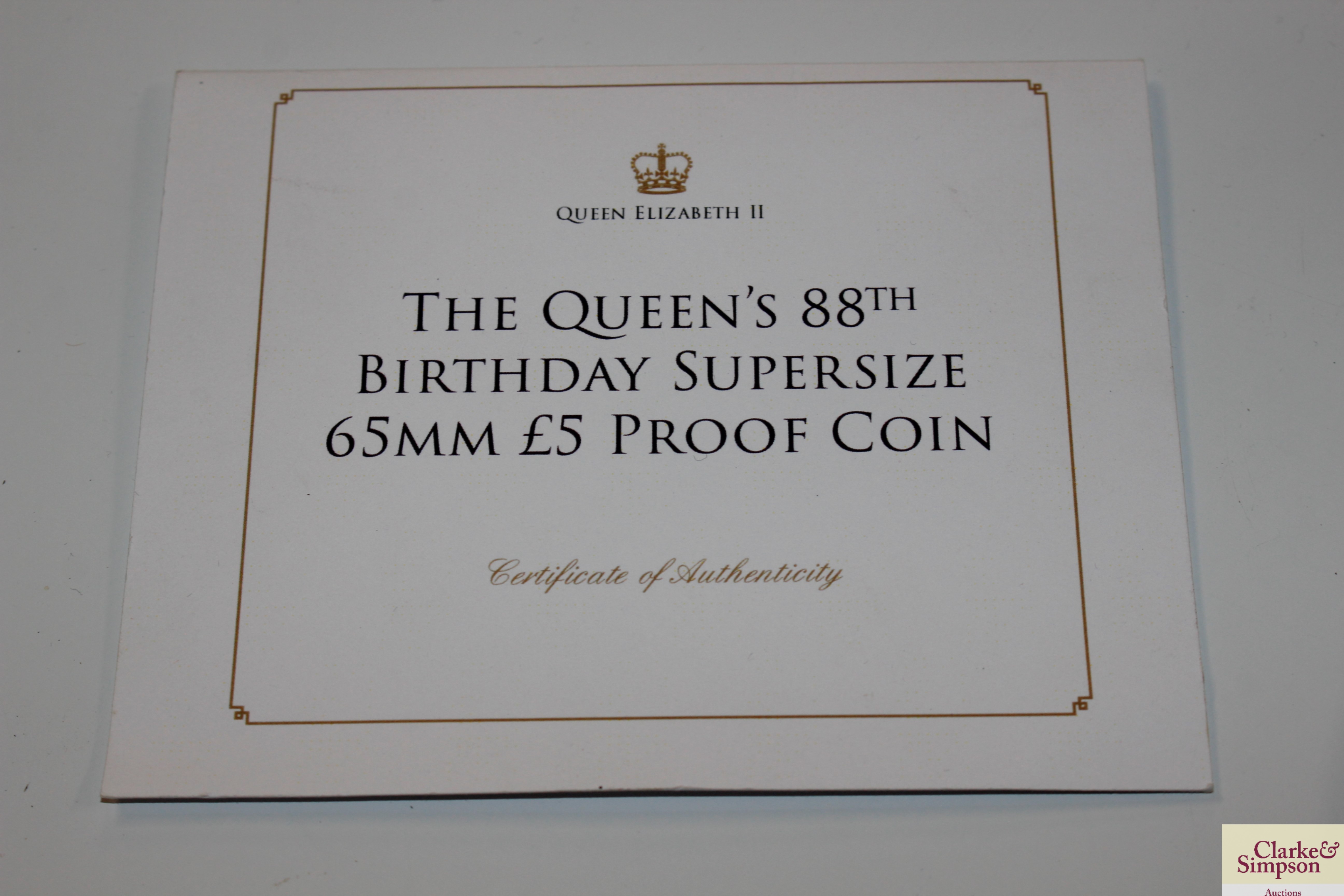 The Queen's 88th birthday super size £5 proof coin - Image 3 of 6