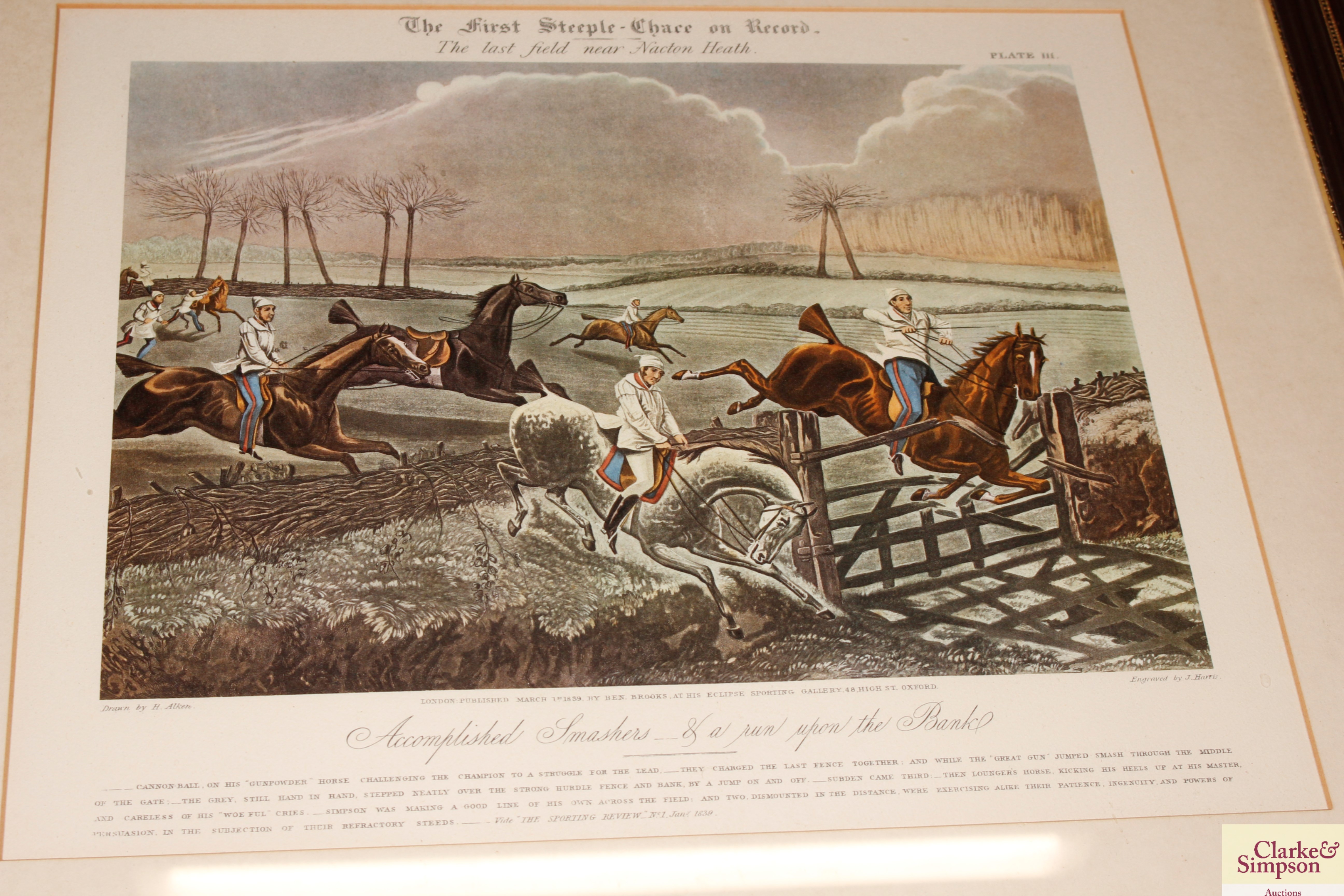 After Henry Alken, the First Steeplechase on Record, a set of four coloured engravings - Image 3 of 5
