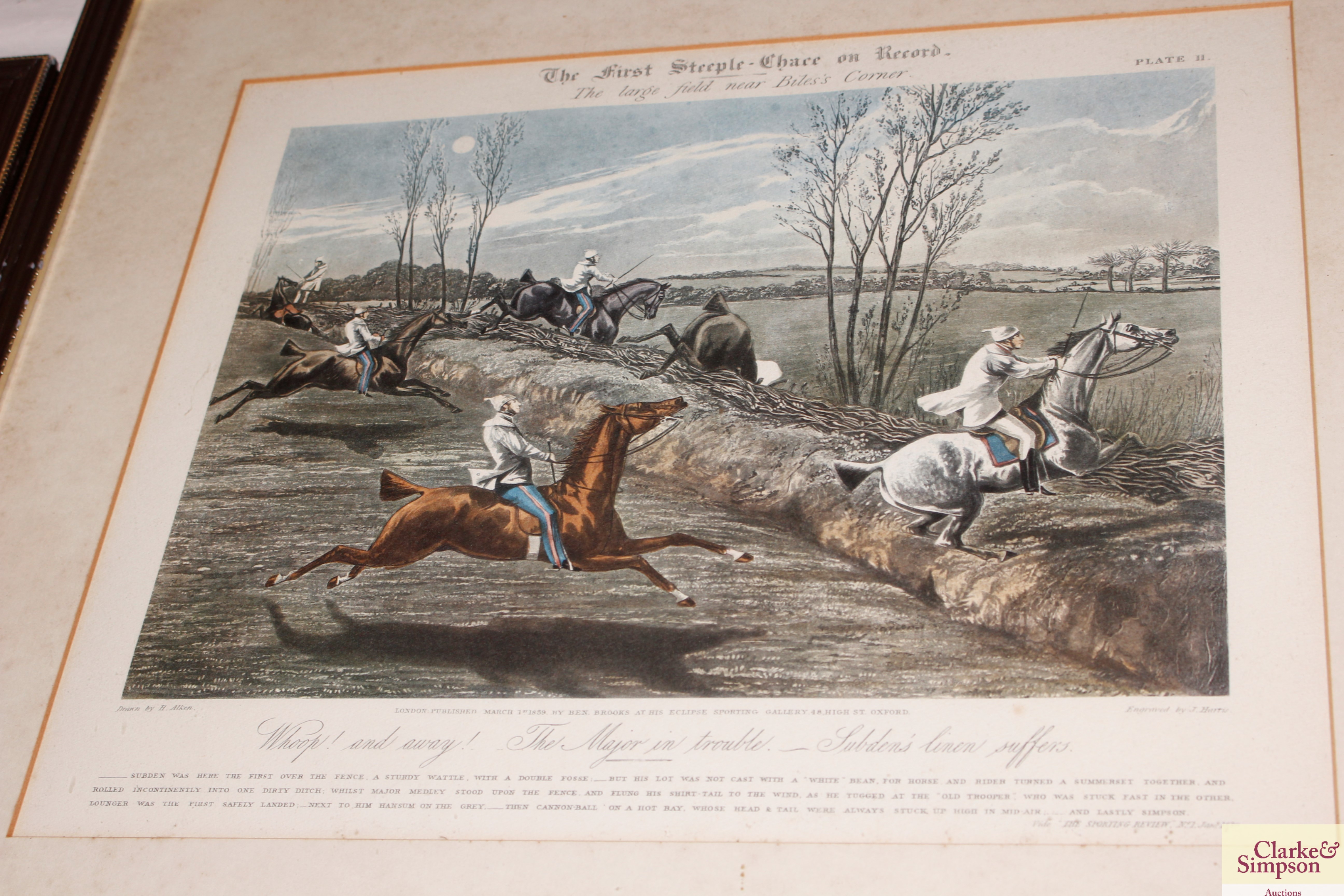 After Henry Alken, the First Steeplechase on Record, a set of four coloured engravings - Image 4 of 5