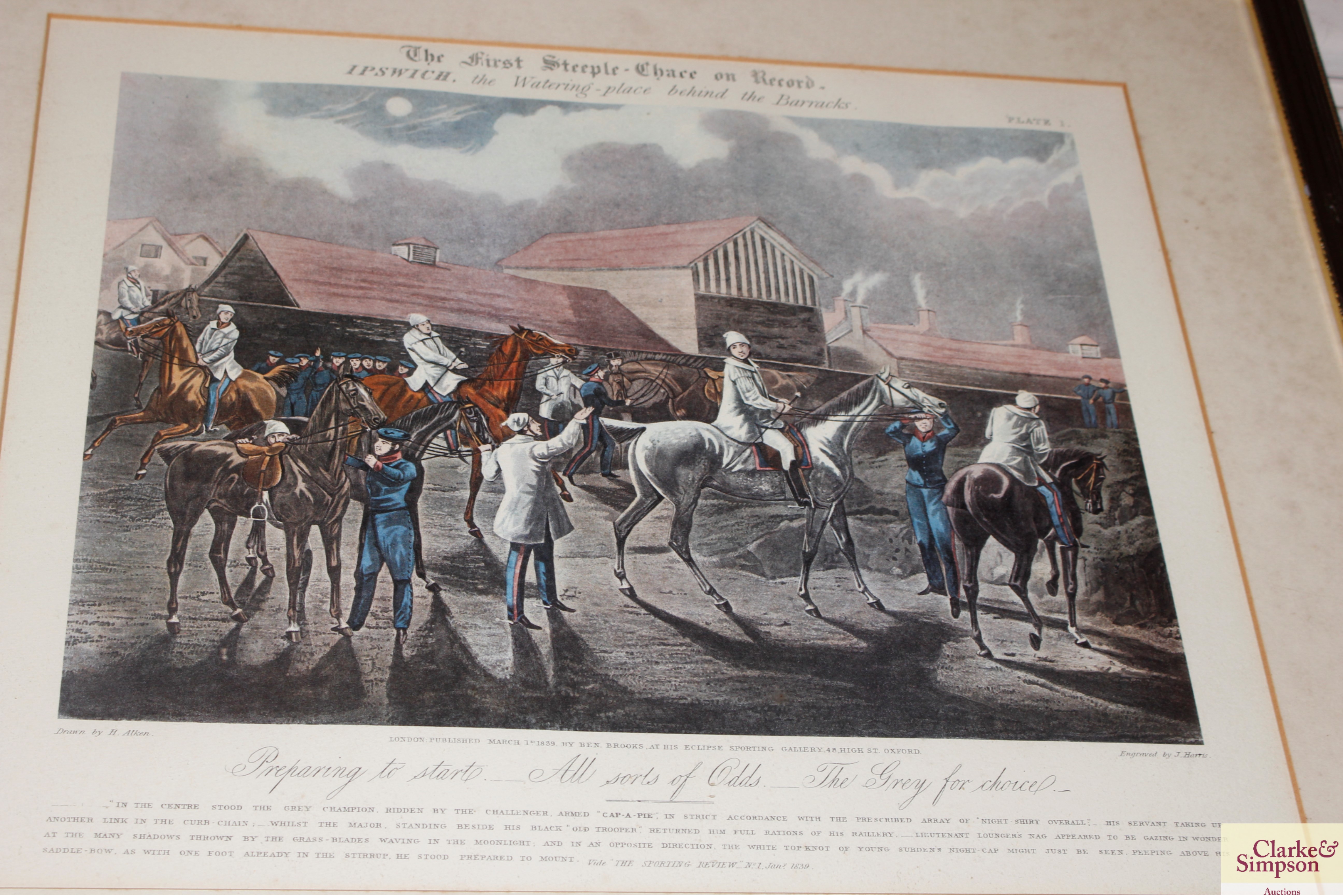 After Henry Alken, the First Steeplechase on Record, a set of four coloured engravings - Image 5 of 5