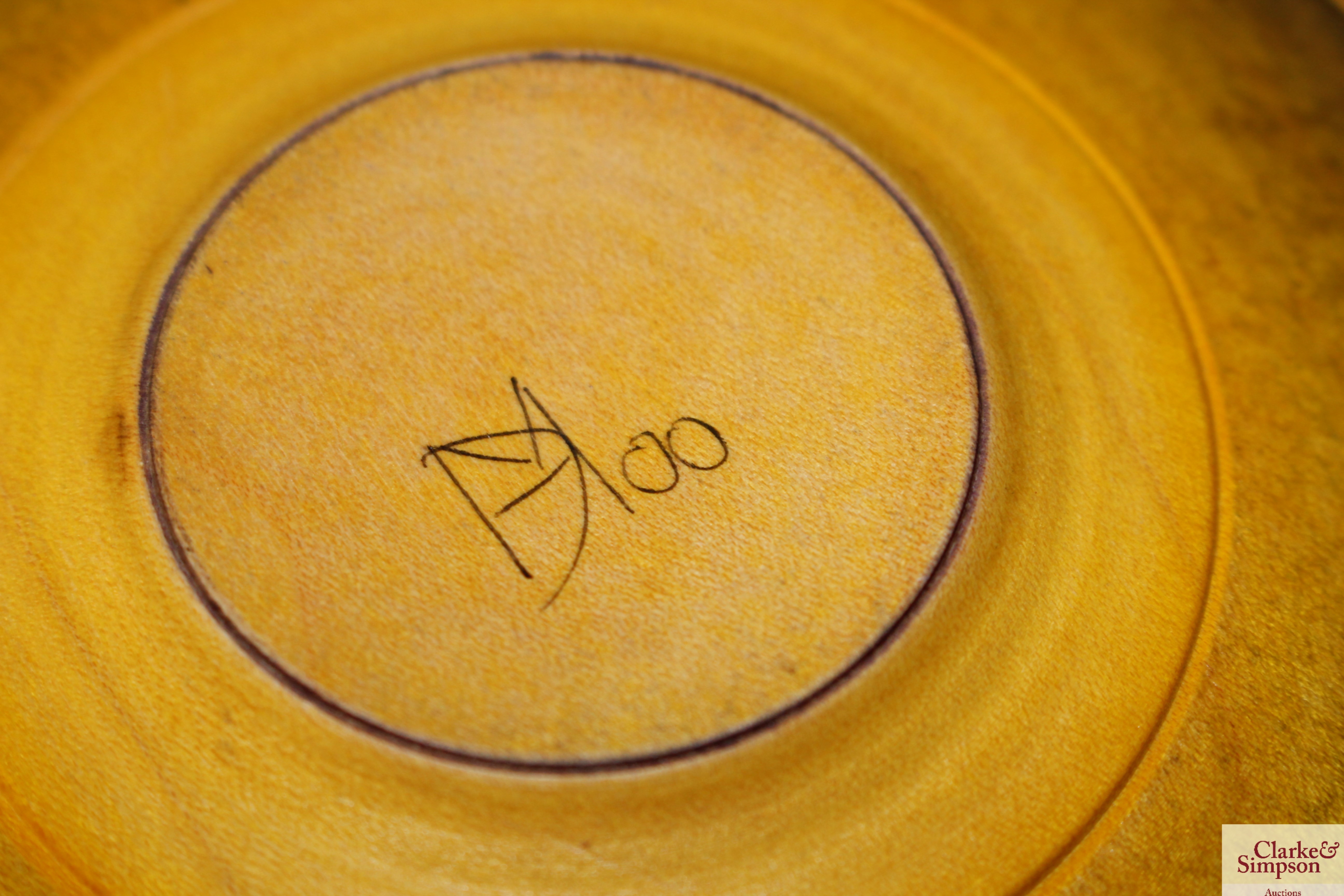 A turned wooden and decorated bowl, signature to b - Image 2 of 2