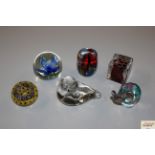 Six glass paperweights