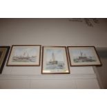 Three watercolours by T Edwards depicting local sc