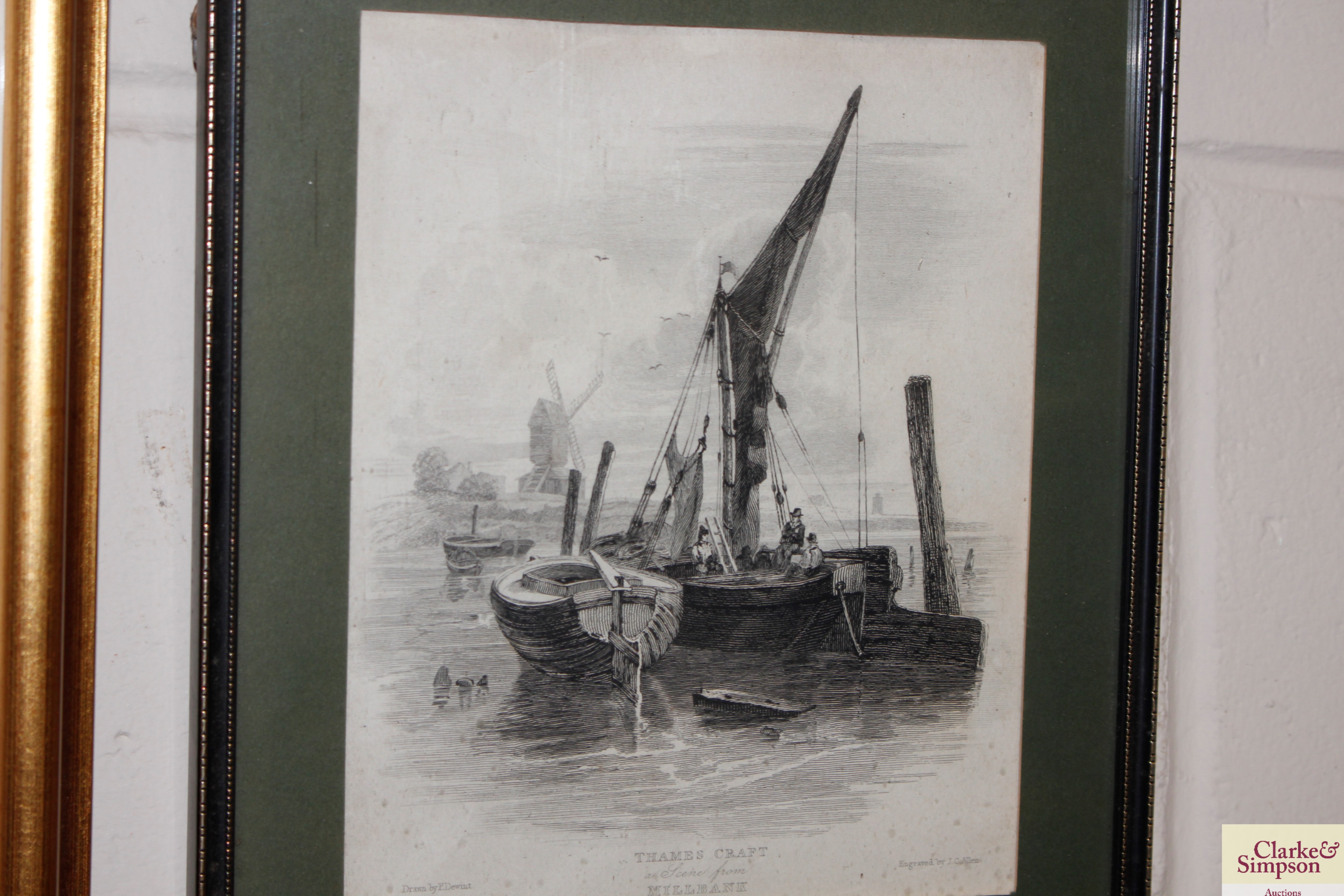 A framed and glazed engraving, Thames Craft at Mil - Image 2 of 5