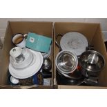 Two boxes of various kitchenalia