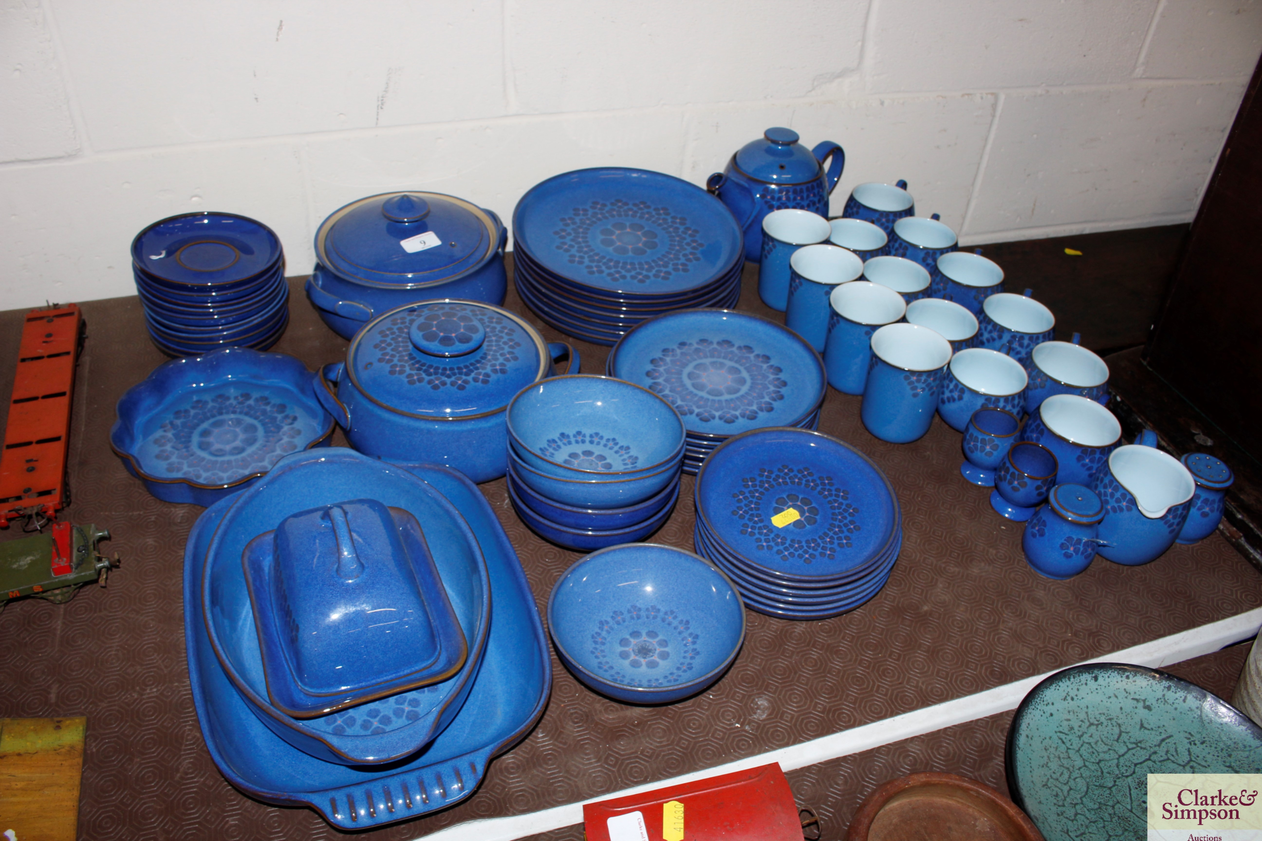 A collection of Denby Midnight and other blue Denb