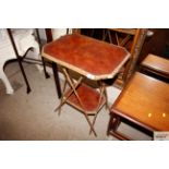 A bamboo two tier side table