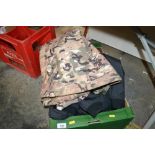 A box containing camouflage clothing