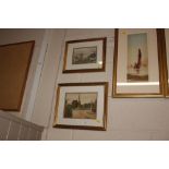 Two watercolour studies depicting village scene an