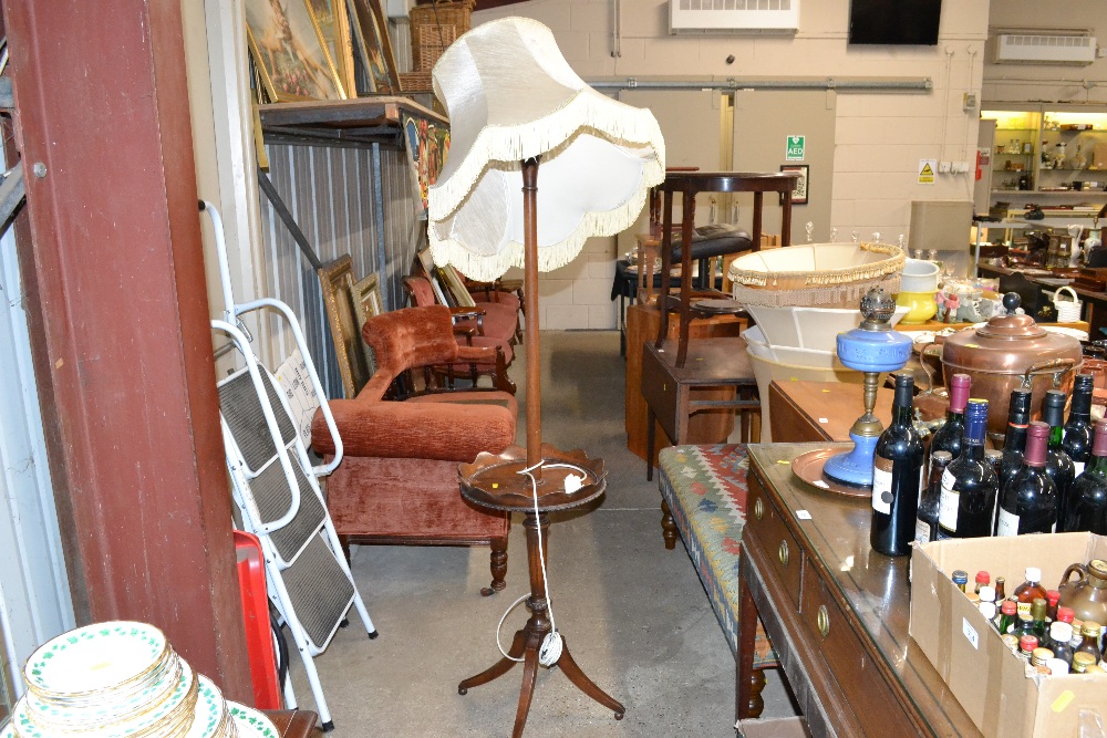 A mahogany standard lamp/occasional table