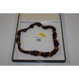 An amber bead necklace