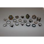 A collection of various rings, a ring watch etc