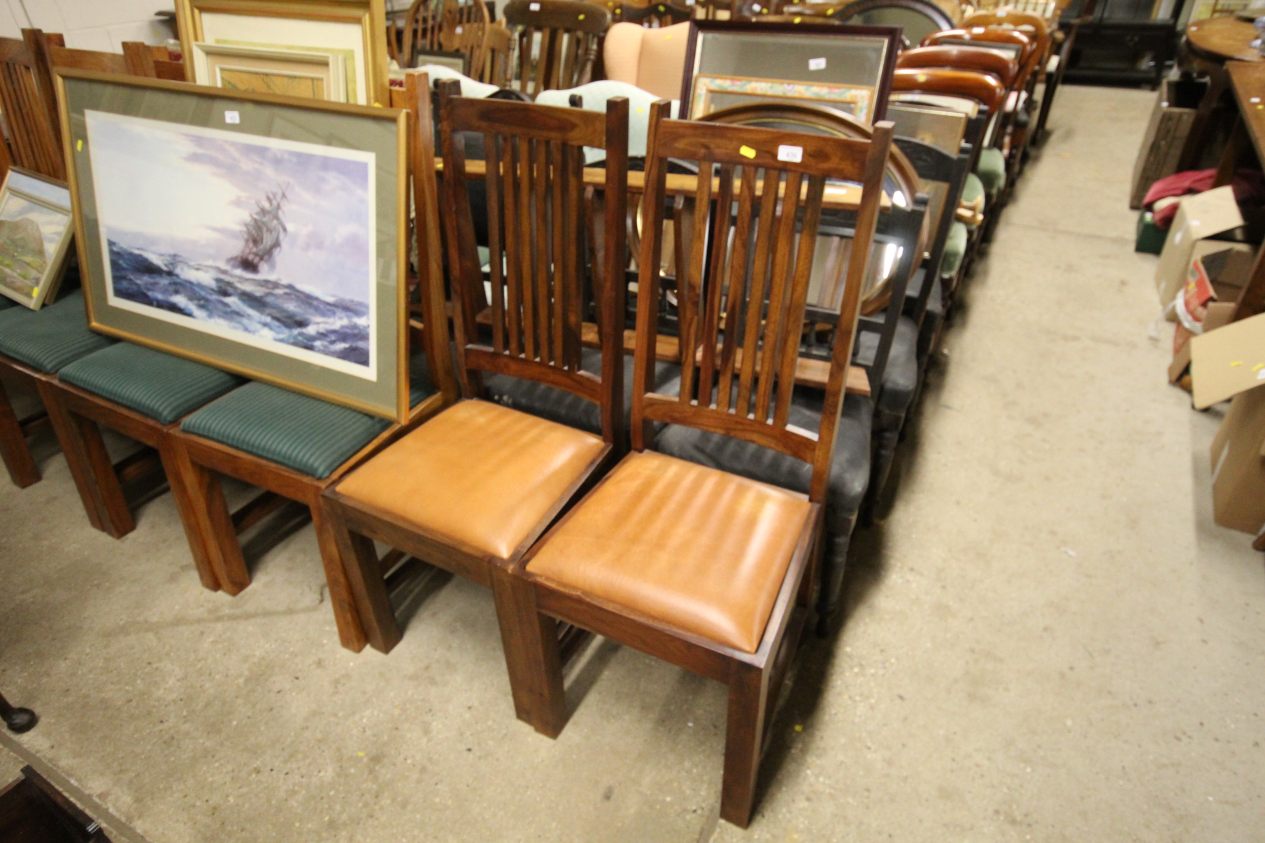 Six hardwood slat back dining chairs - Image 2 of 3