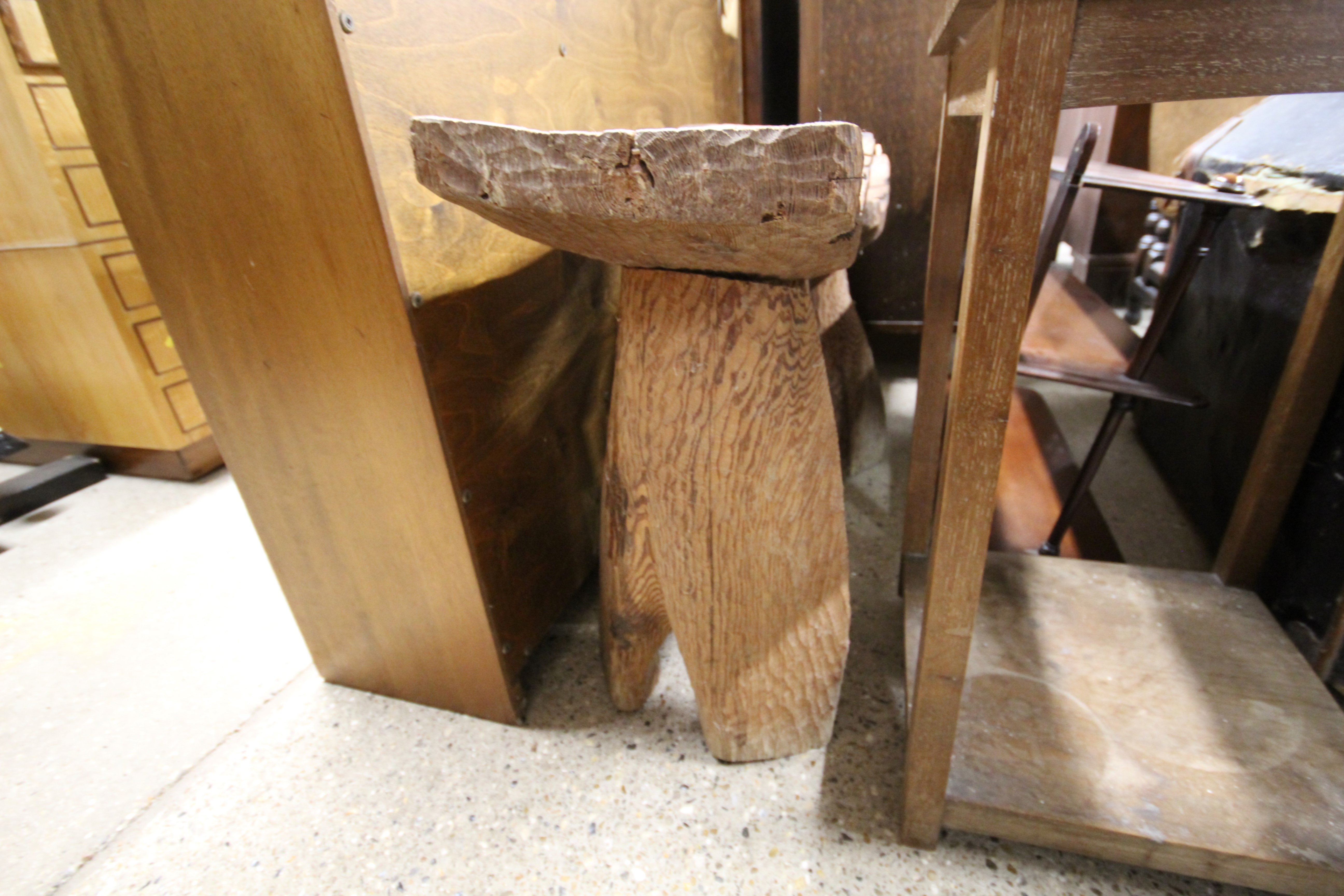 Two ethnic carved wooden stools - Image 2 of 2