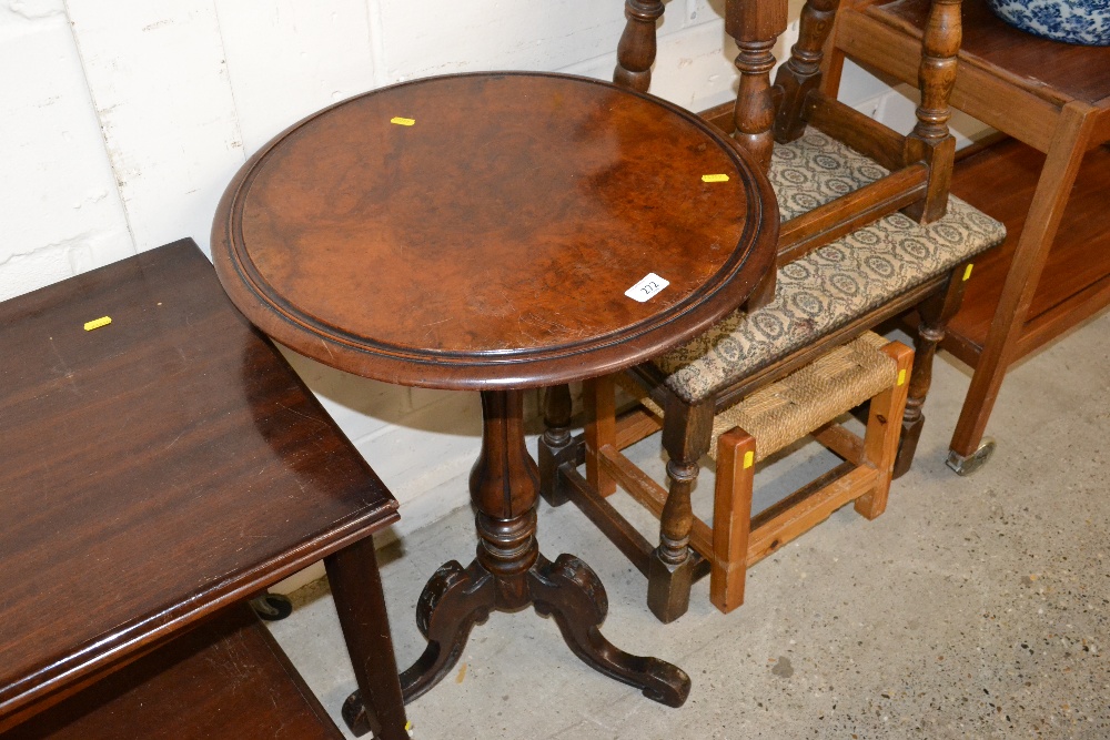 A Victorian and walnut circular occasional table o