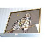 A gilt framed collage, study of two owls