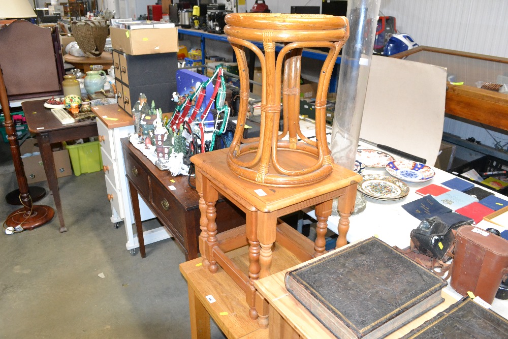 A graduated pair of pine occasional tables and a c