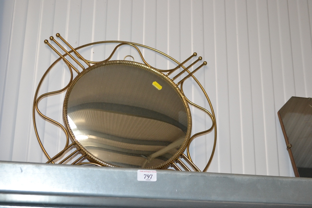 A retro style circular convex wall mirror