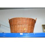 A wicker log basket