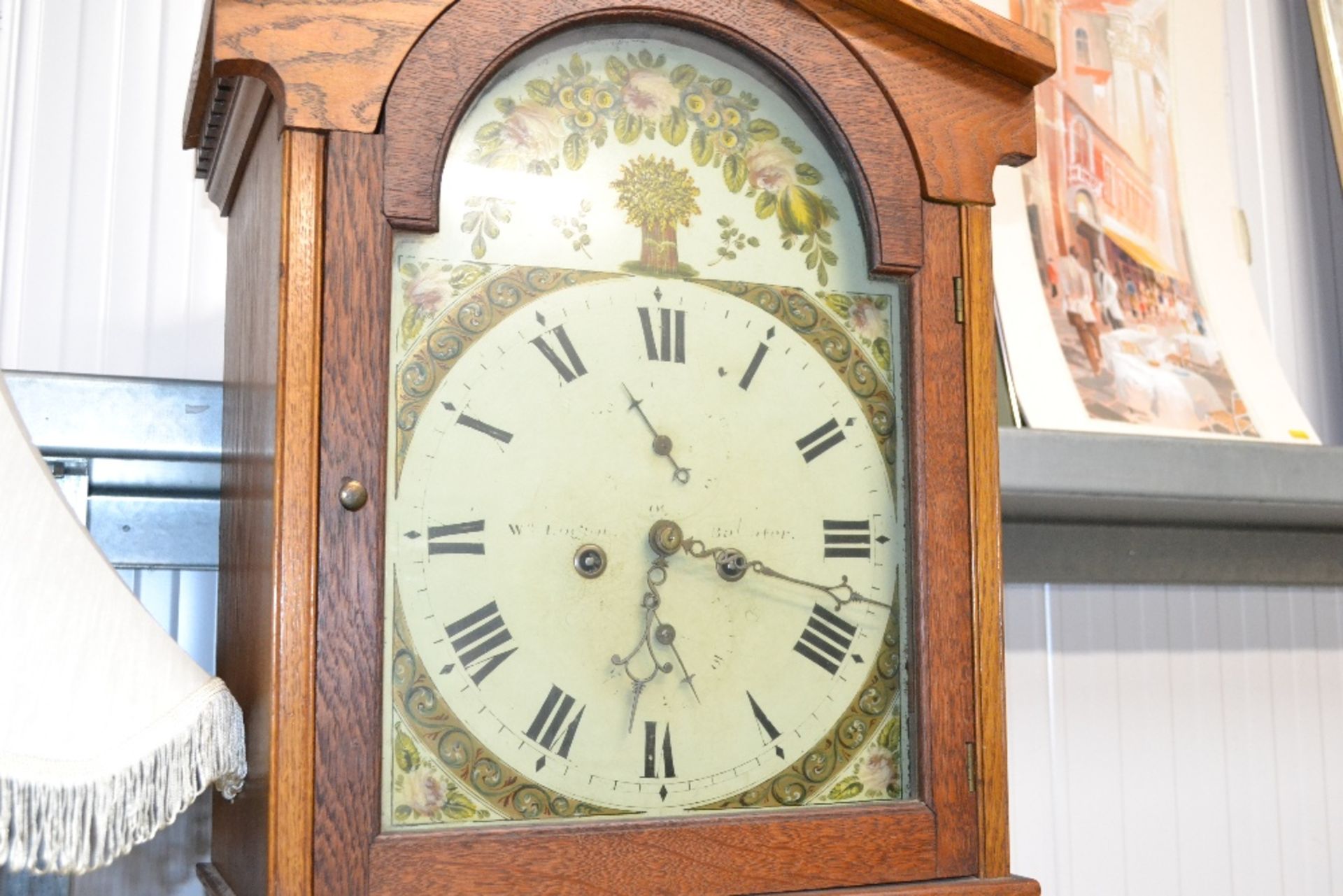 An oak long cased clock with painted dial - Image 2 of 3