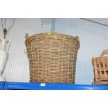A wicker log basket