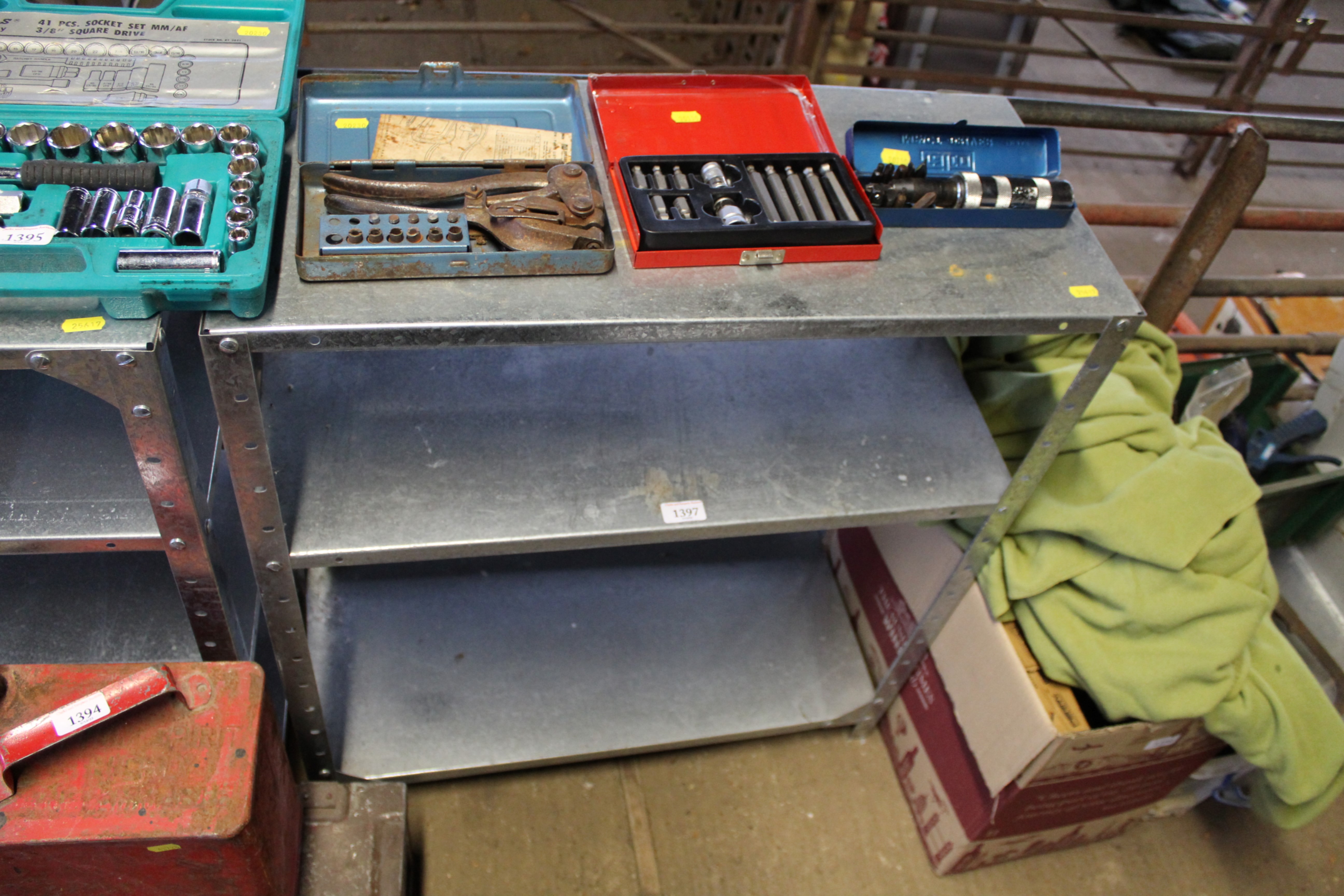 A small as-new set of galvanised shelves