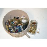 A box and contents of various costume jewellery