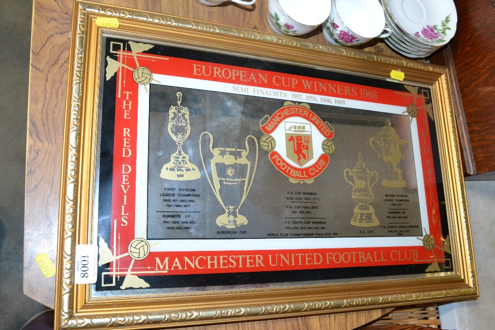 A Manchester United advertising mirror, hat and pe - Image 2 of 3
