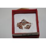 A rose Sterling silver cubic zirconia diamonique r