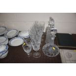 A collection of mostly Waterford cut glass and a D