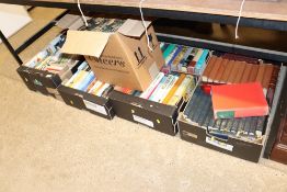 Five boxes of various books