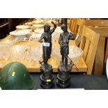 A pair of spelter figures