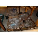 Three boxes of various glassware