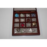 A boxed collection of various silver mounted semi-