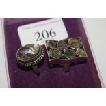 Two Sterling silver rings, sizes M and R/S, total