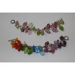 Two Murano glass and white metal bracelets