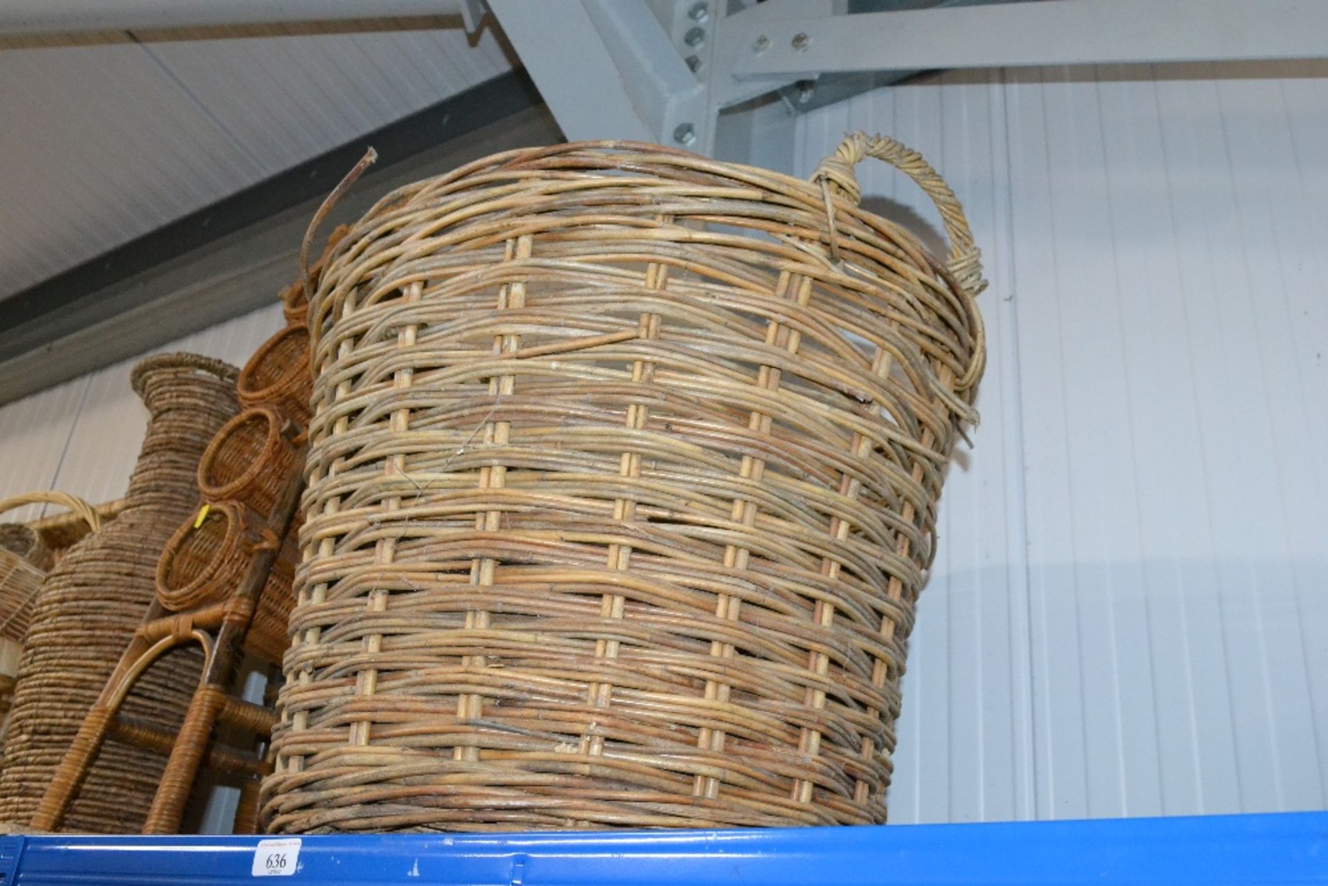 A wicker log basket