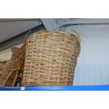 A wicker log basket