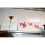 Two modern prints on canvas depicting flowers