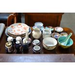 A collection of Oriental ceramics including variou
