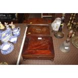 A Two trinket boxes and a table top chest fitted s