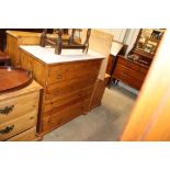 A pine chest fitted four long drawers with marble