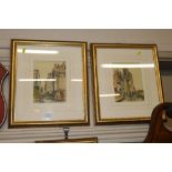 A pair of framed and glazed prints depicting conti