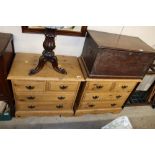 A pair of pine chests fitted two short over two lo