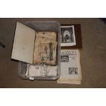 A box of various military and scouting ephemera