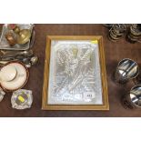 A gilt framed Eastern European icon with white met