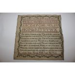 An unframed sampler dated 1926